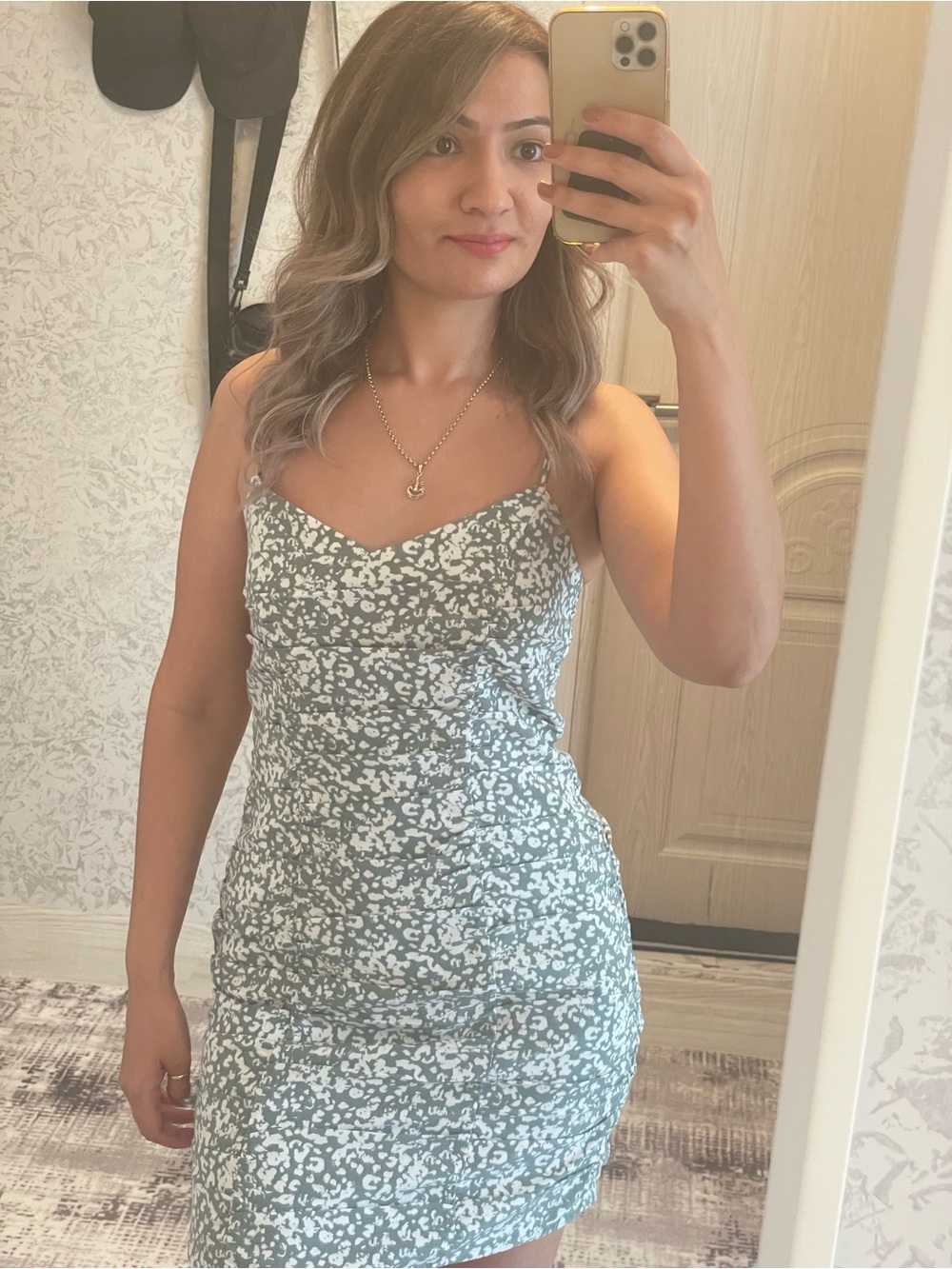 Abercrombie & Fitch Sage Green and White Floral Mini Dress